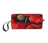 Beauty case da viaggio con stampa golf in bianco e nero, borsa per il trucco portatile, semplice custodia organizer per trucco con cerniera per donne, Bellissimo fiore di papavero rosso., One Size