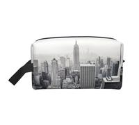 Beauty case da viaggio con stampa New York in bianco e nero borsa per il trucco da appendere grande capacità organizer versatile per donne uomini