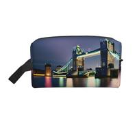 Beauty case da viaggio con stampa Night London Tower Bridge, trousse per trucchi, borsa da tolietry da appendere per donne e uomini, palestra quotidiana