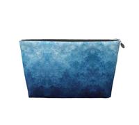 Beauty case da viaggio con stampa sfumata blu oceano, borsa da viaggio e organizer per cosmetici, per donne e uomini, Argento, One Size