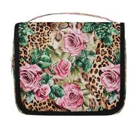 Beauty case da viaggio con stampa tigre e fiori da appendere, per cosmetici, accessori per il trucco, organizer impermeabile, per donne, ragazze, bambini, animale, tigre, leopardo, regalo floreale,