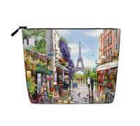 Beauty case da viaggio con stampa Torre Eiffel di Parigi Street Scene, borsa da viaggio per trucchi, custodia portatile per trucco da donna, Nero , Taglia unica