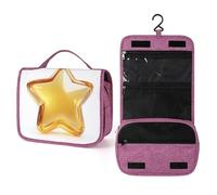 Beauty case da viaggio con stella a cinque punte semi-trasparente da donna, organizer da appendere con gancio per shampoo