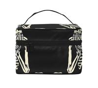 Beauty case da viaggio con teschio che ride - Organizer portatile per articoli da toeletta con scomparti con cerniera per spazzole, bottiglie e prodotti per la cura della pelle