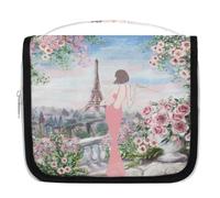 Beauty case da viaggio con Torre Eiffel di Parigi, per donne, uomini, bambini, ragazzi e ragazze, borsa da bagno da appendere per articoli da toeletta e cosmetici, Colore, L, Organizer per borse
