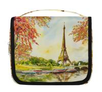 Beauty case da viaggio con Torre Eiffel di Parigi, per donne, uomini, bambini, ragazzi e ragazze, da appendere, per articoli da toeletta e cosmetici, Colore, L, Organizer per borse