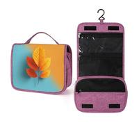 Beauty case da viaggio con una foglia singola autunnale da donna, organizer da appendere con gancio per shampoo