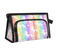 Beauty case da viaggio con unicorni arcobaleno per donne, uomini, ragazze, ragazzi, cavalli, unicorni, borsa multifunzionale per il trucco, borsa per il trucco, organizer per cosmetici, borsa da