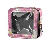 Beauty case da viaggio con unicorni rosa pesca carino borsa da viaggio trasparente impermeabile borsa da viaggio per cosmetici da viaggio