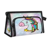 Beauty case da viaggio con unicorno magico e squame di pesce, per donne, uomini, ragazze, ragazzi, borsa multifunzionale per il trucco, borsa per il trucco, organizer per cosmetici, borsa da doccia,