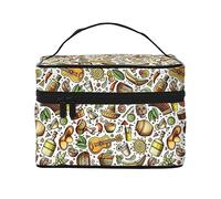 Beauty case da viaggio con vista sul mare e tramonto, da donna, impermeabile, borsa per cosmetici pieghevole, idea regalo per insegnanti, Cappelli Chitarra, Taglia unica