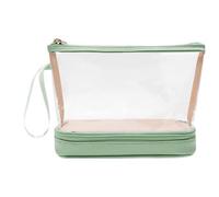Beauty case da viaggio | Custodia trasparente a doppio strato con cerniera, organizer per trucchi, trousse per trucchi da viaggio per da toeletta pennelli, Verde, Refer to description,