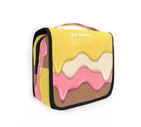 Beauty case da viaggio da appendere alla vaniglia e cioccolato, per donne, uomini e ragazze, gelato alla fragola, impermeabile, per trucchi e cosmetici, borsa organizer per oggetti essenziali da