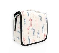 Beauty case da viaggio da appendere blu e rosso ad alta colorazione, organizer per cosmetici, per uomini e donne
