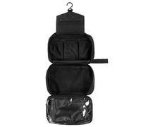 Beauty case da viaggio da appendere, borsa da viaggio pieghevole con 4 scomparti, borsa impermeabile per viaggi di lavoro, vacanze e bagno, borsa per trucchi e borsa da doccia (nero), Nero