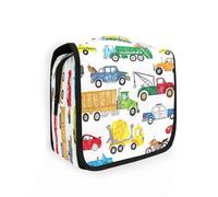 Beauty case da viaggio da appendere, carino, camion, auto, trasporto per donne, uomini e ragazze, veicolo dei cartoni animati, impermeabile, per trucchi e cosmetici, borsa organizer per oggetti