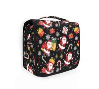 Beauty case da viaggio da appendere con Babbo Natale, fiocchi di neve, kit per trucchi e cosmetici, organizer per uomini e donne