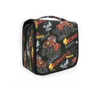 Beauty case da viaggio da appendere con camion mostri rossi per donne, uomini e ragazze, impermeabile, per trucchi e cosmetici, borsa organizer per oggetti essenziali da viaggio, Multi, Beauty case