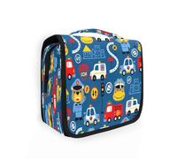 Beauty case da viaggio da appendere con cartoni animati per donne, uomini e ragazze, colorato con auto e autobus, impermeabile, organizer per cosmetici e cosmetici, per oggetti essenziali da viaggio,