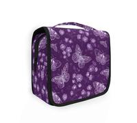 Beauty case da viaggio da appendere con cordoncino, motivo floreale e farfalle, organizer per cosmetici, per uomini e donne