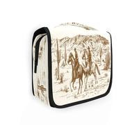 Beauty case da viaggio da appendere, con cowboy del deserto del selvaggio West americano, per donne, uomini e ragazze, borsa organizer impermeabile per trucchi e cosmetici da viaggio, Multi, Beauty