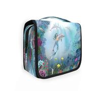 Beauty case da viaggio da appendere, con delfini oceanici, sirene per donne, uomini, ragazze, animali marini, pesci, impermeabile, per trucchi e cosmetici, borsa organizer per oggetti essenziali da