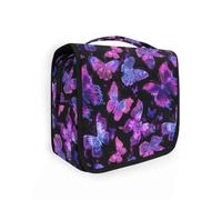 Beauty case da viaggio da appendere con farfalla viola, organizer per cosmetici, per uomini e donne
