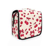 Beauty case da viaggio da appendere con fiocco rosso e ciliegia, organizer per cosmetici, per uomini e donne