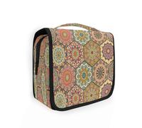 Beauty case da viaggio da appendere con fiori astratti mandala, per donne, uomini, ragazze, etnico, bohémien, impermeabile, per trucchi e cosmetici, borsa organizer per oggetti essenziali da viaggio,