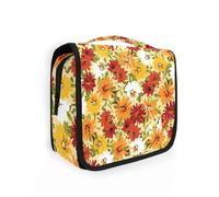 Beauty case da viaggio da appendere con fiori d'arancio autunnali per donne, uomini e ragazze, motivo floreale autunnale, impermeabile, organizer per trucchi e cosmetici da viaggio, Multi, Beauty case