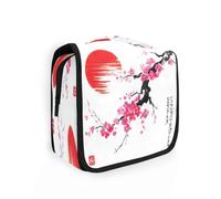Beauty case da viaggio da appendere con fiori giapponesi e ciliegi lunari, per donne, uomini e ragazze, con fiori primaverili, impermeabile, per trucchi e cosmetici, borsa organizer per oggetti