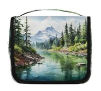 Beauty case da viaggio da appendere con fiume e foresta di montagna, borsa da viaggio per cosmetici e accessori per il trucco, impermeabile, borsa da doccia per donne, ragazze, bambini, regalo,