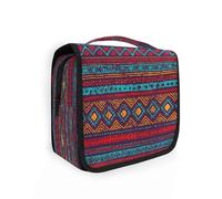 Beauty case da viaggio da appendere, con motivi etnici vintage, blu, per donne, uomini e ragazze, con mandala, impermeabile, per trucchi e cosmetici, borsa organizer per oggetti essenziali da viaggio,
