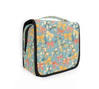 Beauty case da viaggio da appendere, con motivo a fiocchi vintage, organizer per cosmetici, per uomini e donne