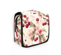 Beauty case da viaggio da appendere con motivo a fiori di ciliegio, organizer per cosmetici, per uomini e donne
