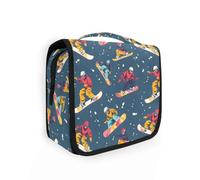 Beauty case da viaggio da appendere con motivo snowboard, organizer per cosmetici, per uomini e donne