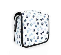 Beauty case da viaggio da appendere con ossa di cucciolo blu, kit per trucchi e cosmetici, organizer per uomini e donne