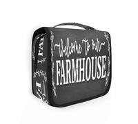 Beauty case da viaggio da appendere, con scritta "Welcome to the Farmhouse", accogliente, per donne, uomini, ragazze, borsa organizer impermeabile per trucchi e cosmetici da viaggio, Multi, Beauty