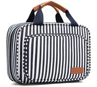 Beauty case da viaggio da appendere, grande capacità, organizer per cosmetici da viaggio, per donne, con 4 scomparti e 1 gancio robusto, perfetto per viaggi, uso quotidiano, Natale, z-Blu