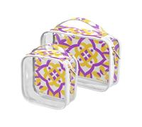 Beauty case da viaggio da appendere in stile boho, viola e giallo, approvato TSA, borsa per il trucco da viaggio essenziale