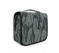 Beauty case da viaggio da appendere, lussuoso, con foglie naturali, per donne, uomini e ragazze, con foglie tropicali, impermeabile, per trucchi e cosmetici, borsa organizer per oggetti essenziali da