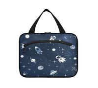 Beauty case da viaggio da appendere, per donne, uomini, ragazzi, ragazze, astronave, razzo, luna, impermeabile, trousse organizer per oggetti essenziali da viaggio, bottiglia, Multi, L