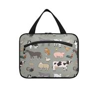 Beauty case da viaggio da appendere, per donne, uomini, ragazzi, ragazze, cavalli, mucche, pecore, capre, borsa per cosmetici impermeabile, organizer per oggetti essenziali da viaggio, bottiglia,