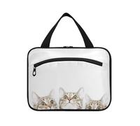 Beauty case da viaggio da appendere, per donne, uomini, ragazzi, ragazze, tre simpatici gattini, impermeabile, beauty case organizer per oggetti essenziali da viaggio, bottiglia, Multi, L