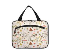 Beauty case da viaggio da appendere, per donne, uomini, ragazzi, ragazze, vintage, botanico, erbe selvatiche, fiori, rami, foglie e funghi, borsa per cosmetici impermeabile, organizer per oggetti
