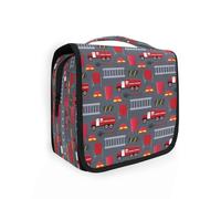 Beauty case da viaggio da appendere rosso pompiere grigio per donne, uomini e ragazze, per auto, camion, impermeabile, organizer per cosmetici per cosmetici da viaggio, Multi, Beauty case