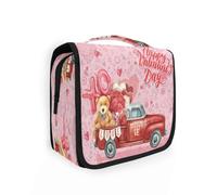 Beauty case da viaggio da appendere San Valentino Love Rose per donne uomini ragazze, camion rosa cuore impermeabile trucco cosmetico borsa organizer per oggetti essenziali da viaggio, Multi, Beauty