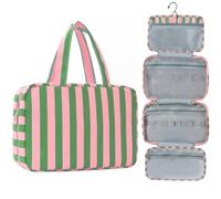 Beauty case da viaggio da donna, borsa da bagno pieghevole a 4 scomparti | Borsa cosmetica pieghevole da donna con scomparti multipli, borsa cosmetica pieghevole per viaggi, regalo