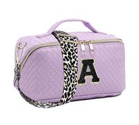 Beauty case da viaggio da donna, borsa per cosmetici portatile di grande capacità, borsa da toeletta in tessuto, multiuso, classificata per donne, sua madre, damigella d'onore e amica, Viola, Refer to