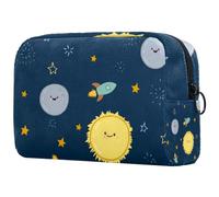 Beauty case da viaggio da donna, con api che si librano su un girasole, portatile, astuccio per matite e articoli da toeletta per ragazze adolescenti, Multicolore 04, 18.5x7.5x13cm/7.3x3x5.1in